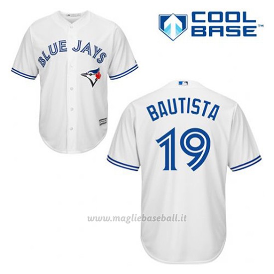 Maglia Baseball Uomo Toronto Blue Jays Jose Bautista 19 Bianco 1ªCool Base